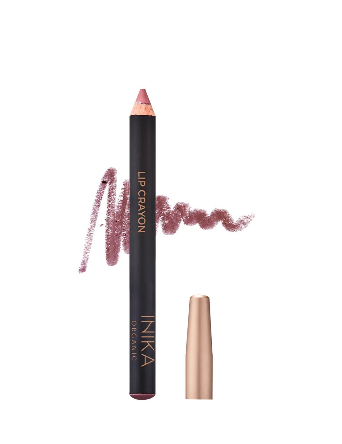 Inika lip crayon with pink nude shade and smudge on white background