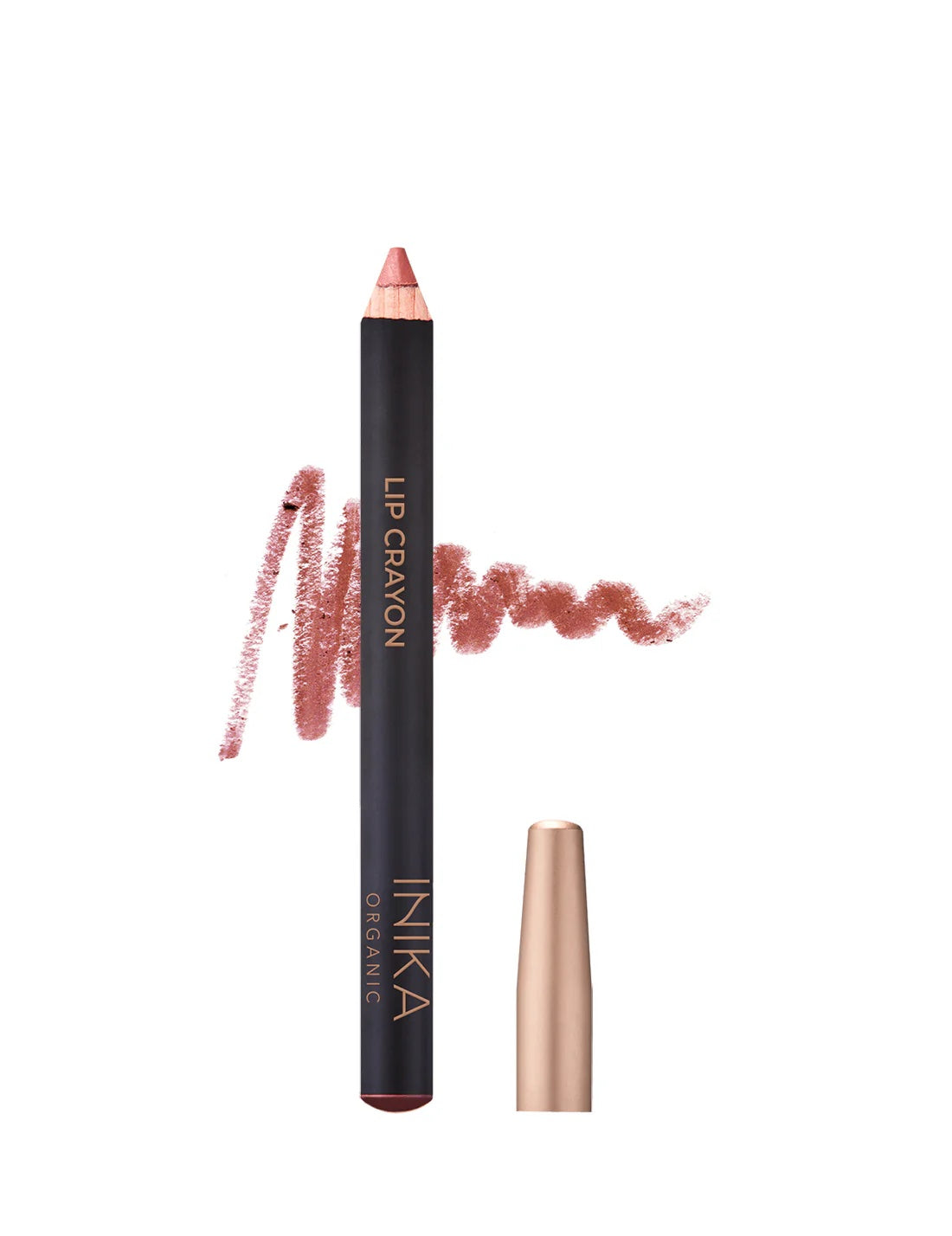 Inika lip crayon with pink shade and smudge on white background