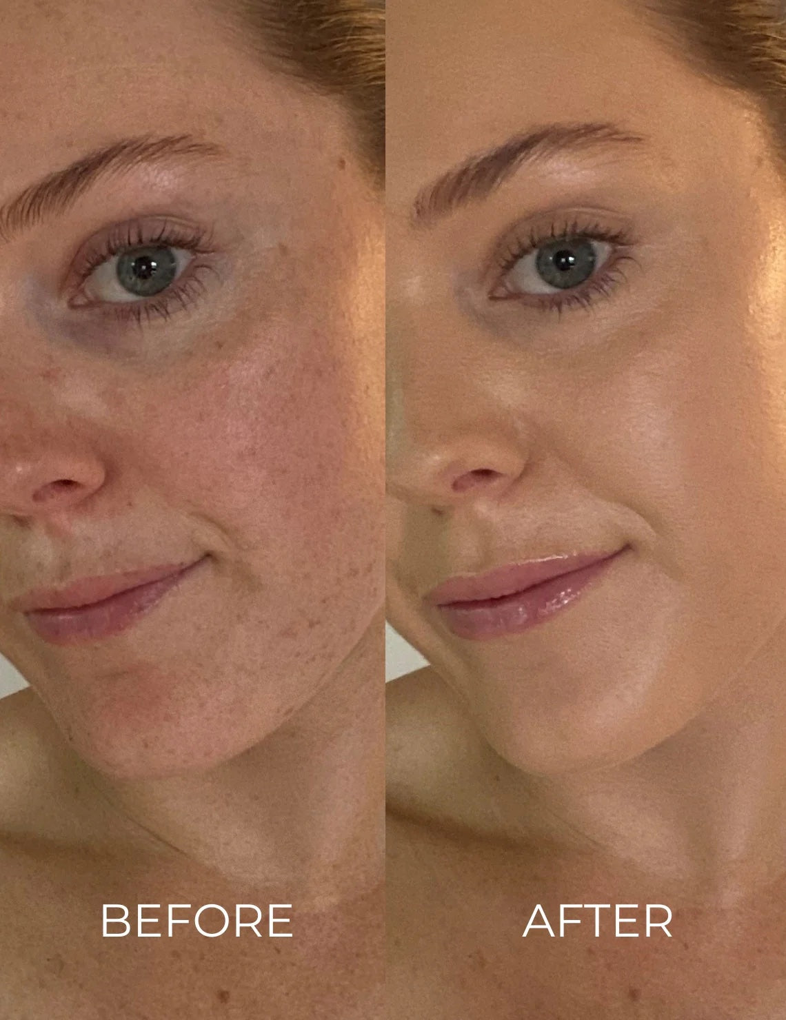 INIKA Organic Serum Foundation before and after model shots