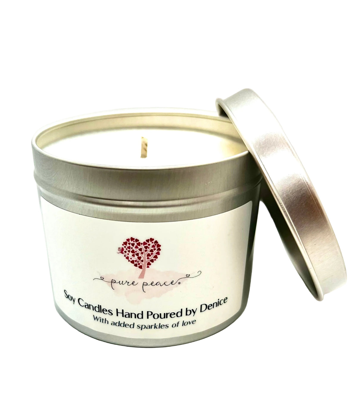 Pure Peace Hand Poured Soy Candles 200ml lid off