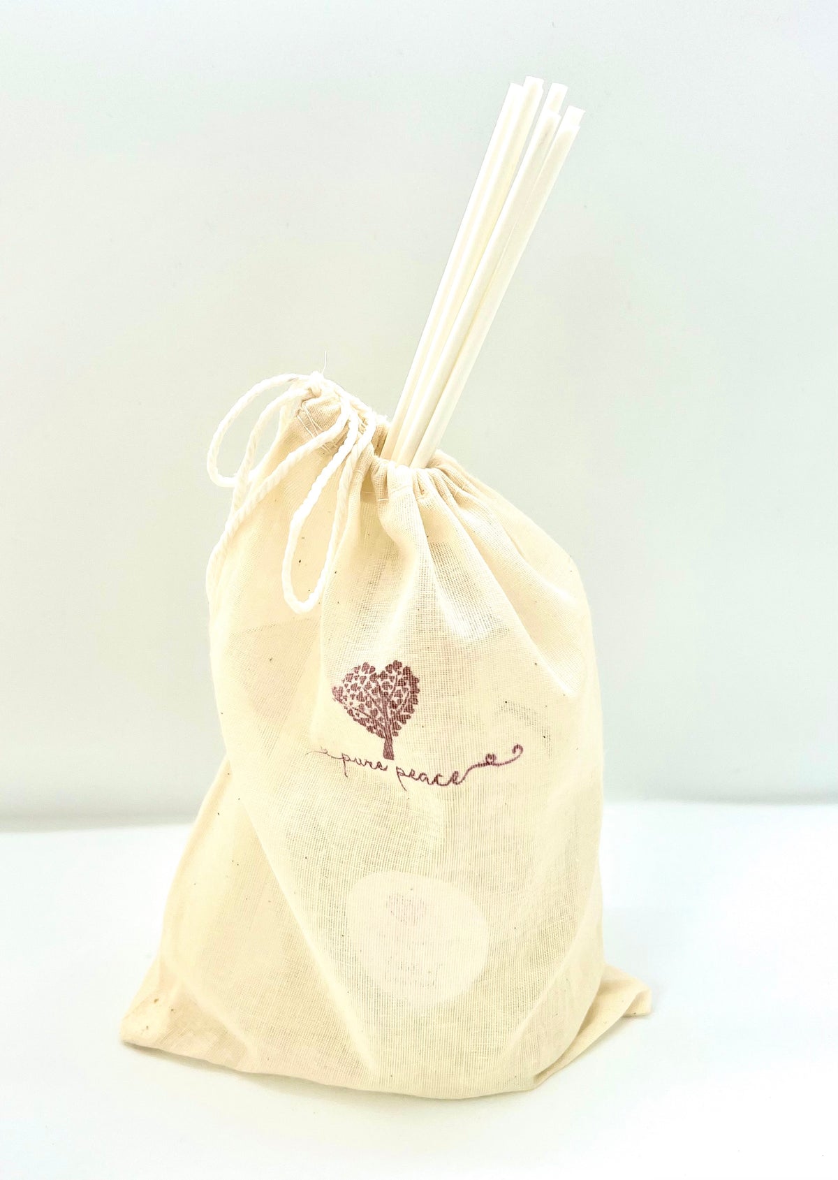 Pure Peace Reed Diffuser in cream cotton bag