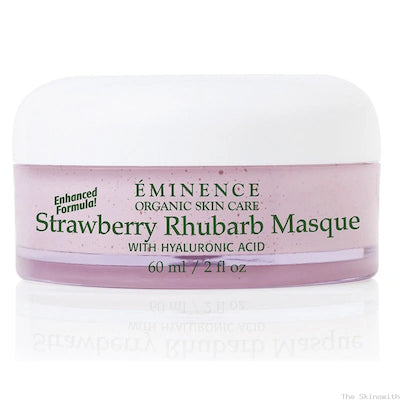 Éminence Organic Strawberry Rhubarb Masque 60ml in clear plastic jar with white screw top lid
