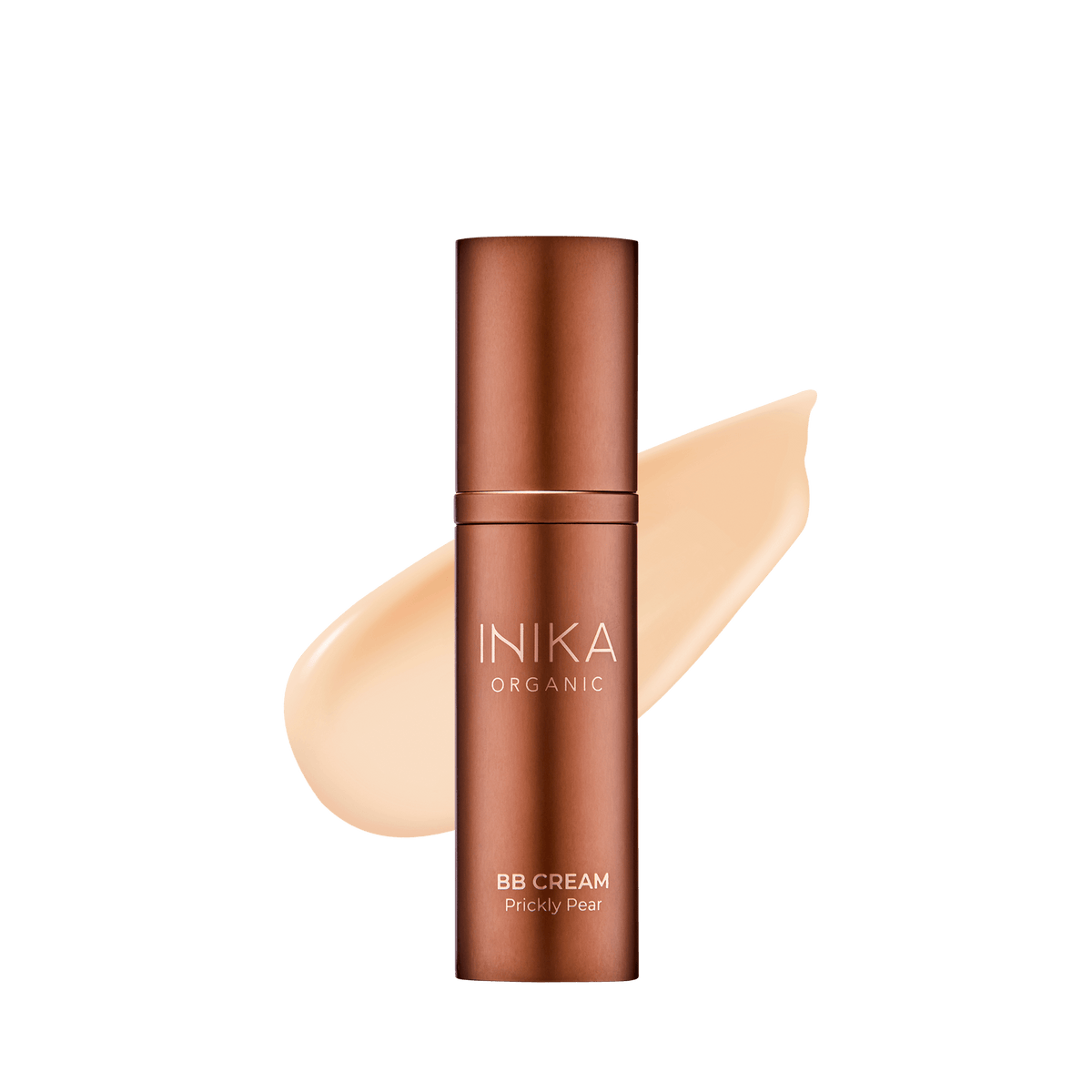 INIKA Certified Organic BB Cream 30ml cream swatch behind