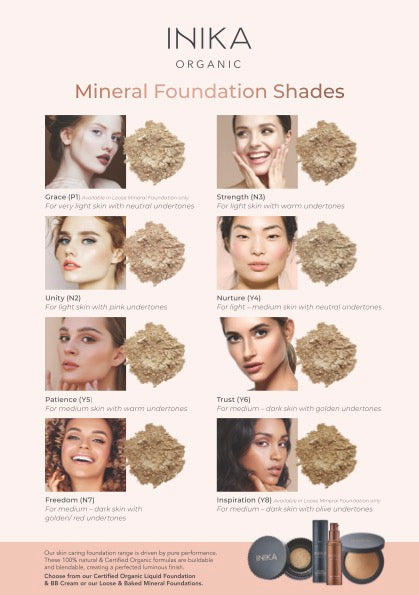 INIKA Organic Baked Mineral Foundation Powder 8g swatches