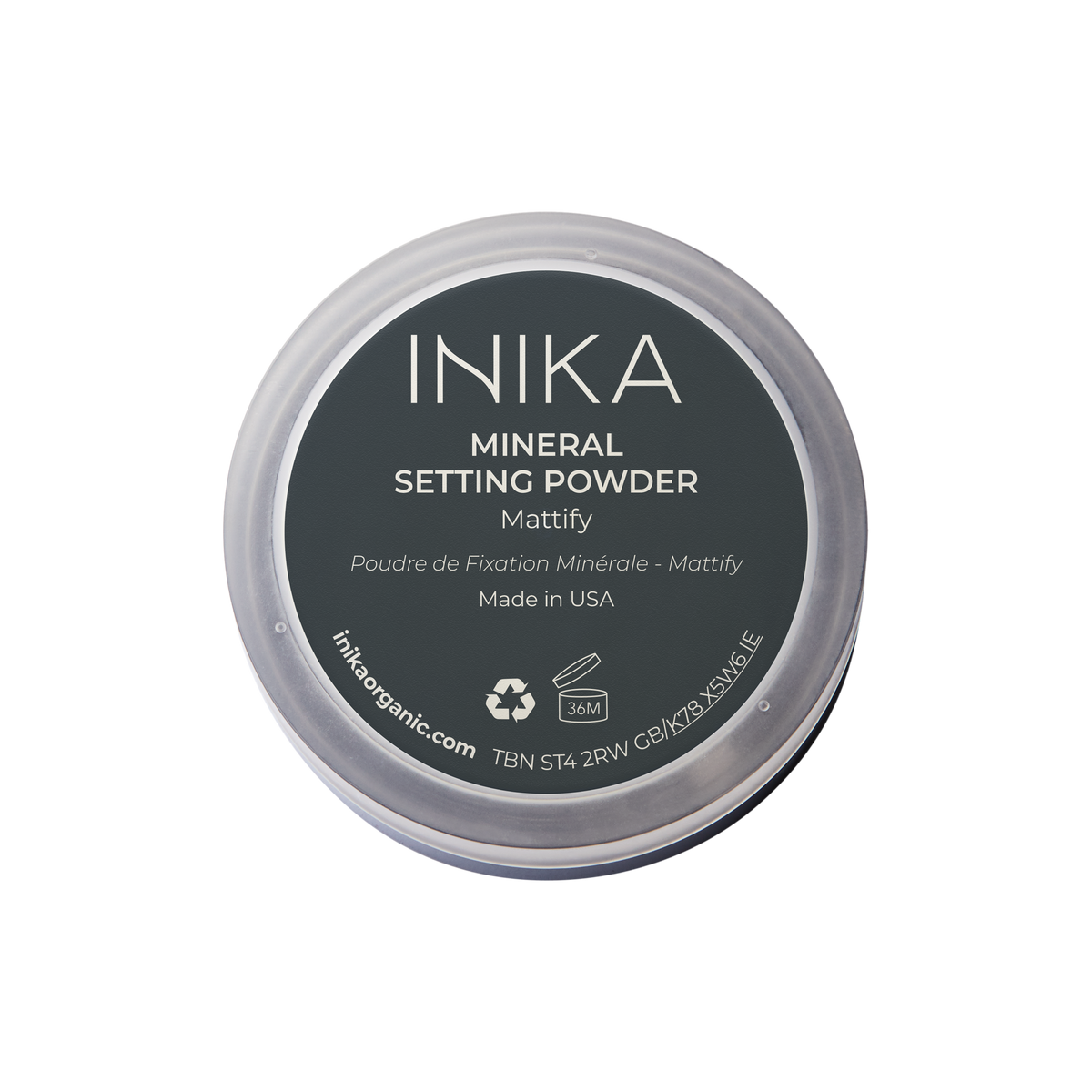 INIKA Organic Mineral Setting Powder Mattify 7g lid rear