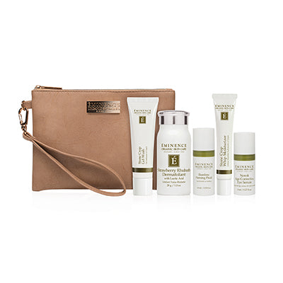 Éminence Organic Must Have Minis Starter Set front and with 5 products on show