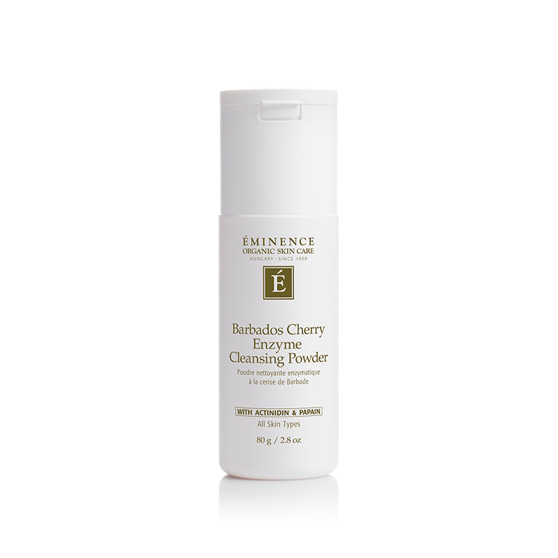 Éminence Organic Barbados Cherry Enzyme Cleansing Powder in a white dispenser