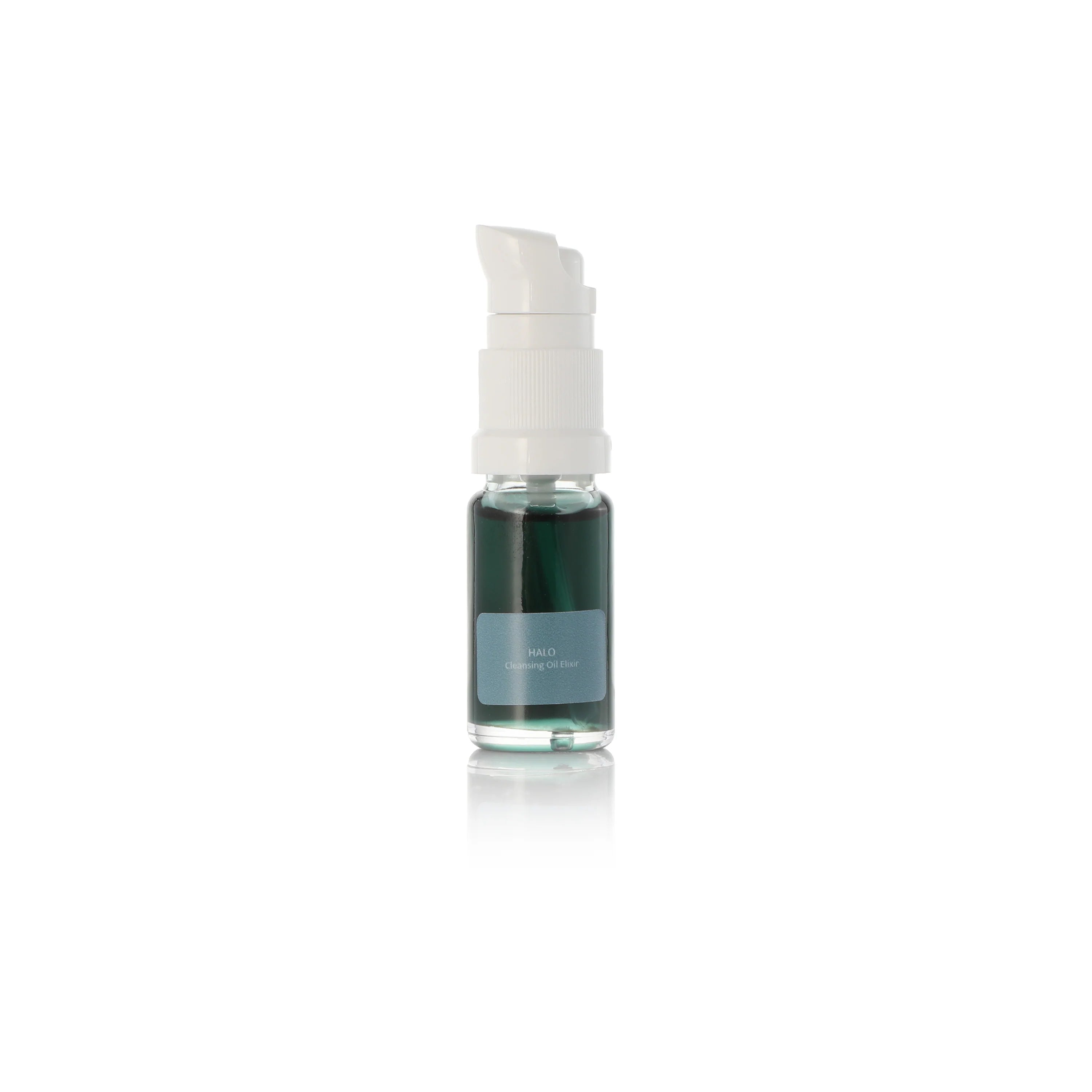 NINI Skincare Halo travel size serum bottle with white pump on a white background