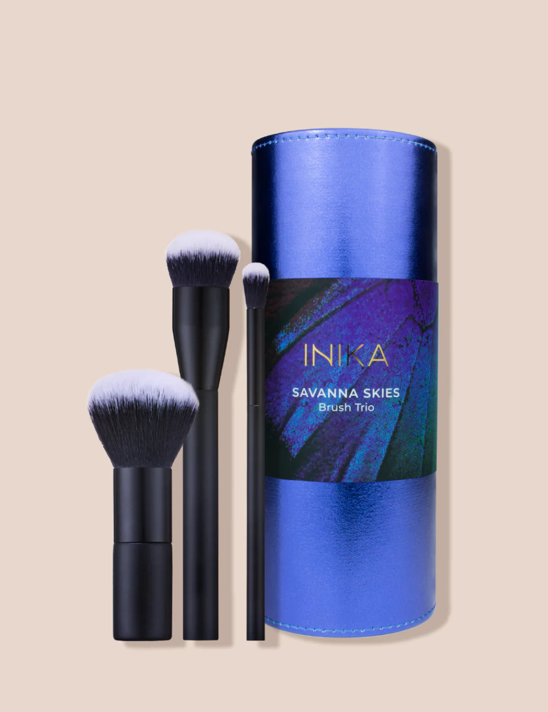 INIKA Organic Savanna Skin Brush Trio 3 brushes displayed