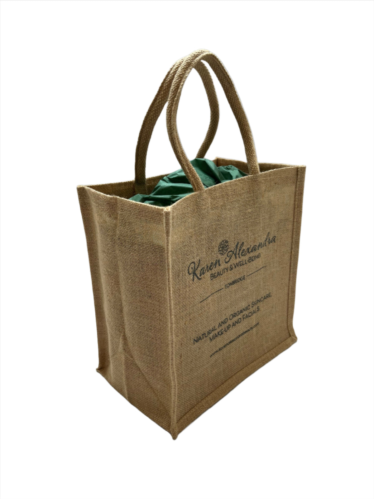 Jute Bag For Life by Karen Alexandra Beauty and wellBeing on white back ground