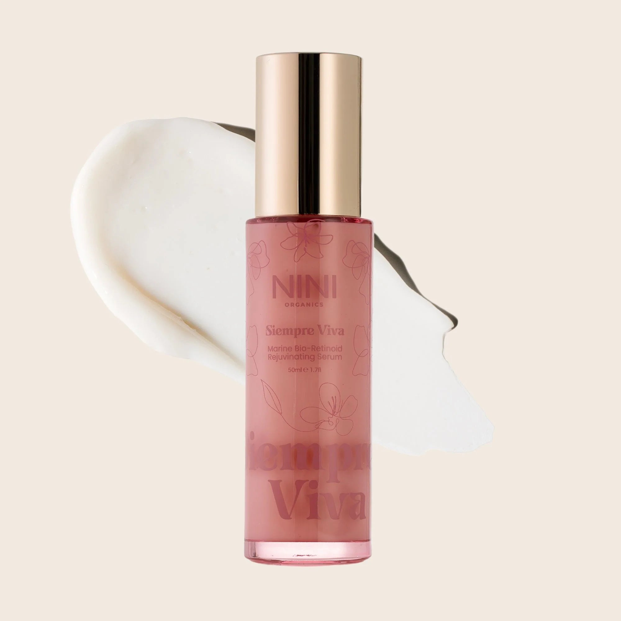 Siempre Viva bottle with gold cap on a beige background