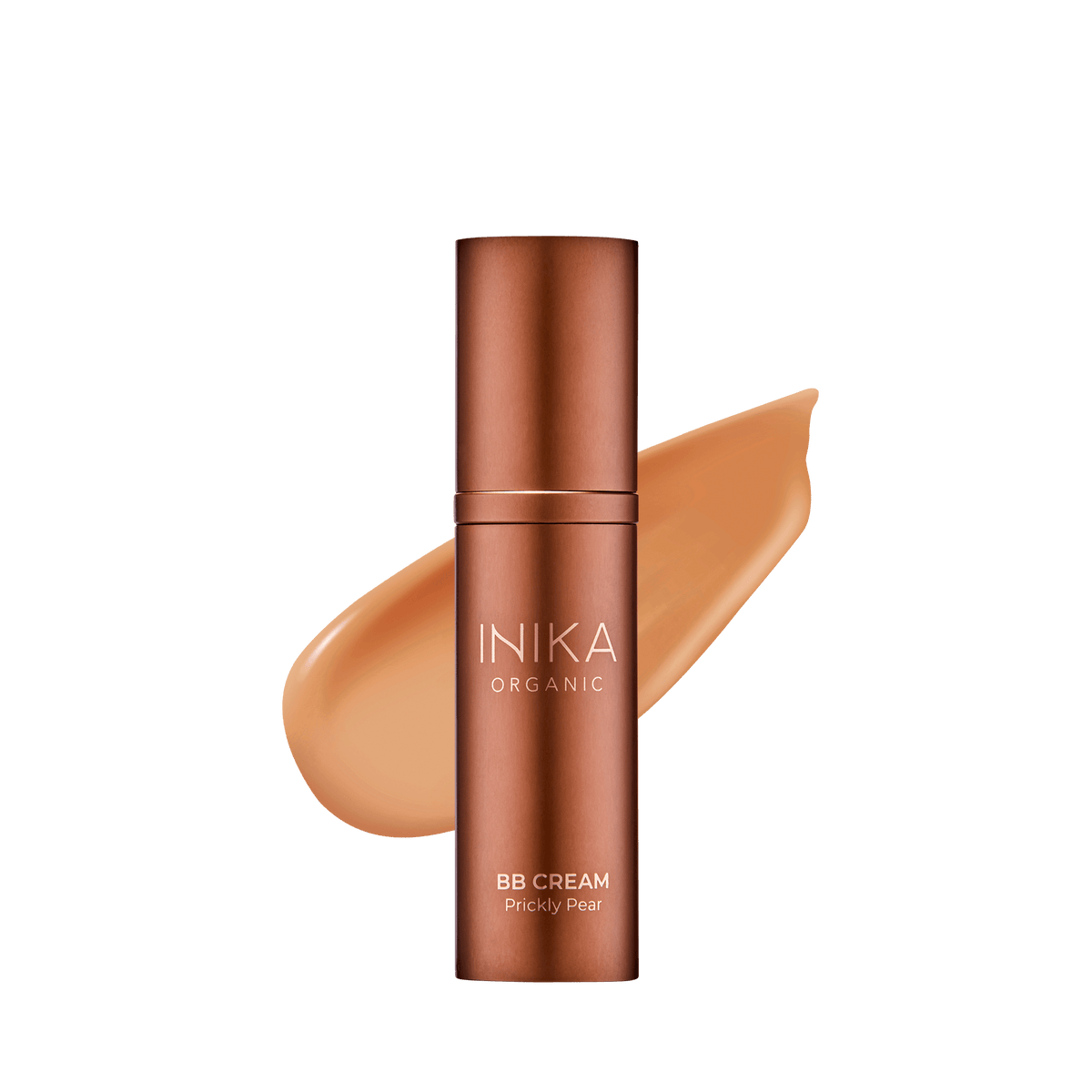 INIKA Certified Organic BB Cream 30ml honey swatch behind