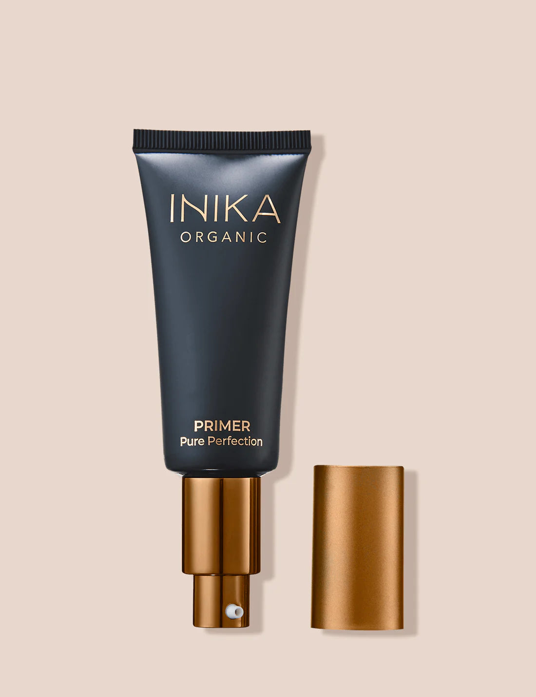 INIKA Certified Organic Pure Perfection Primer 30ml lid off on white background
