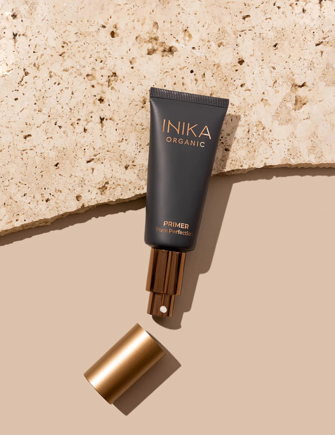 INIKA Certified Organic Pure Perfection Primer 30ml open on stylish background