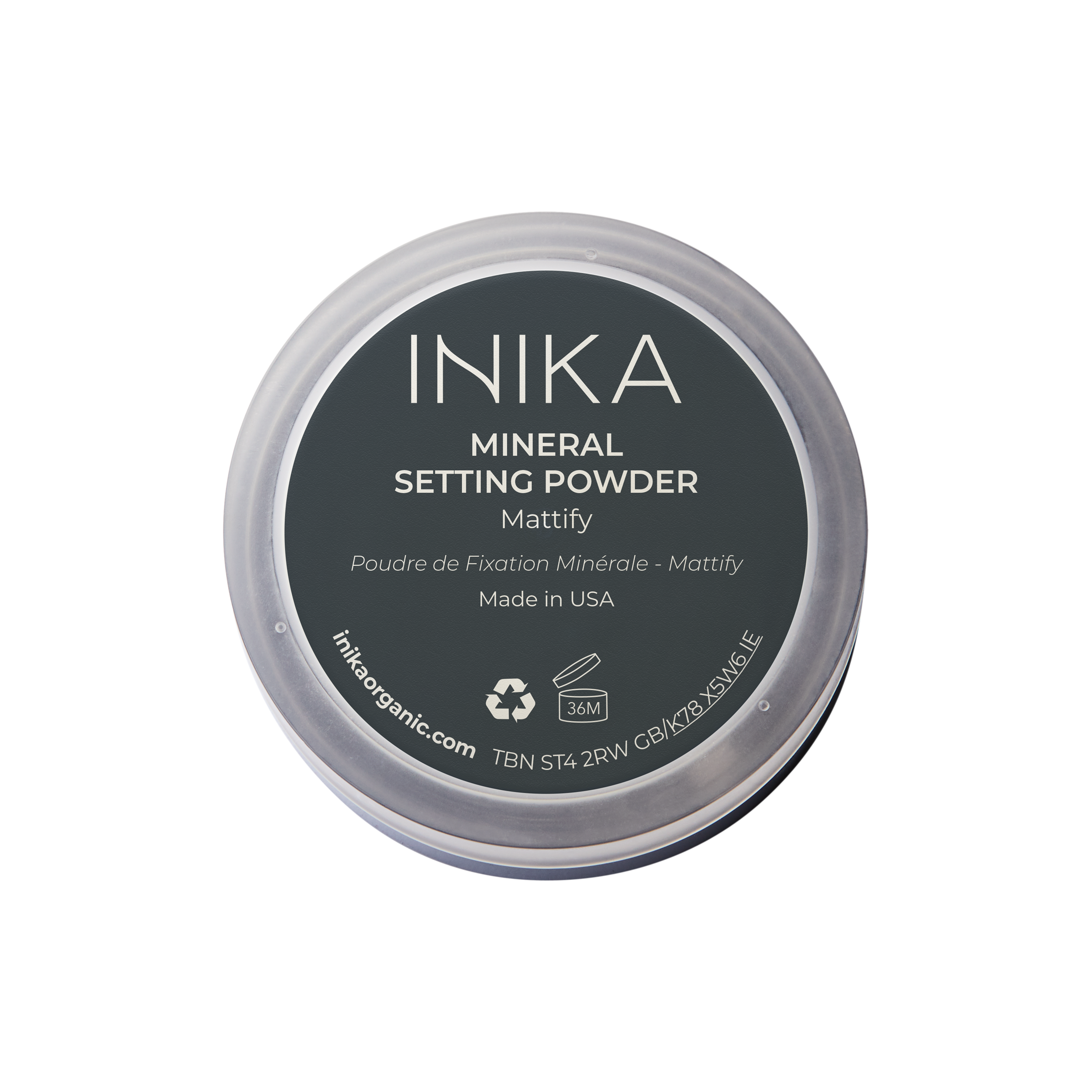 INIKA Organic Mineral Setting Powder Mattify 7g lid rear