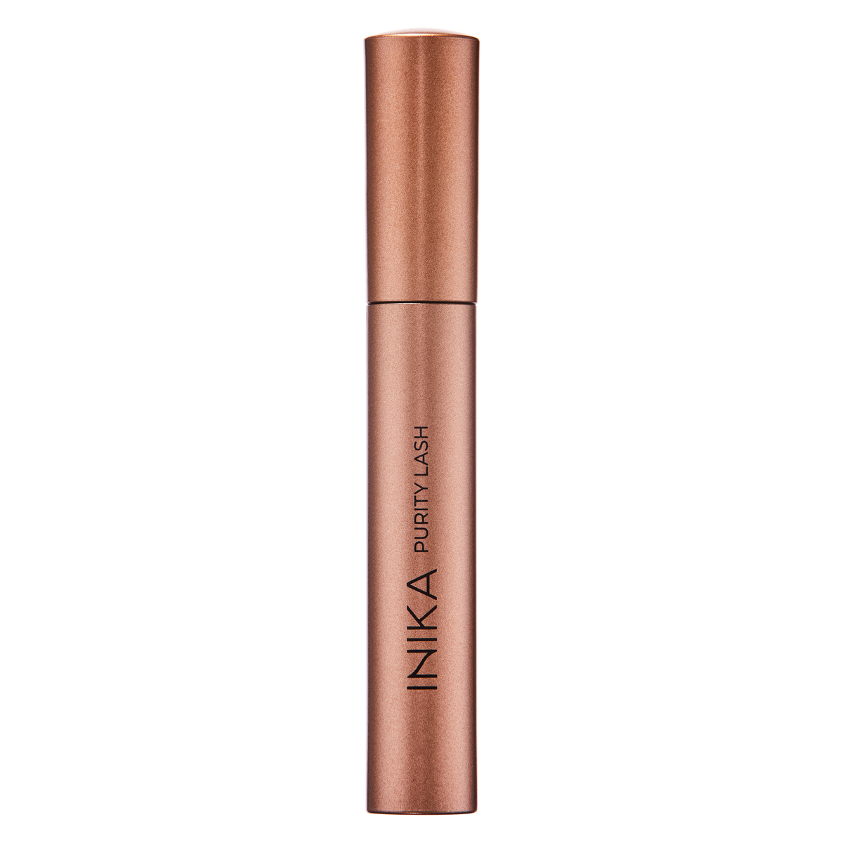INIKA Certified Organic Purity Lash Mascara 8.5ml lid on in sleek bronze colour applicator tube