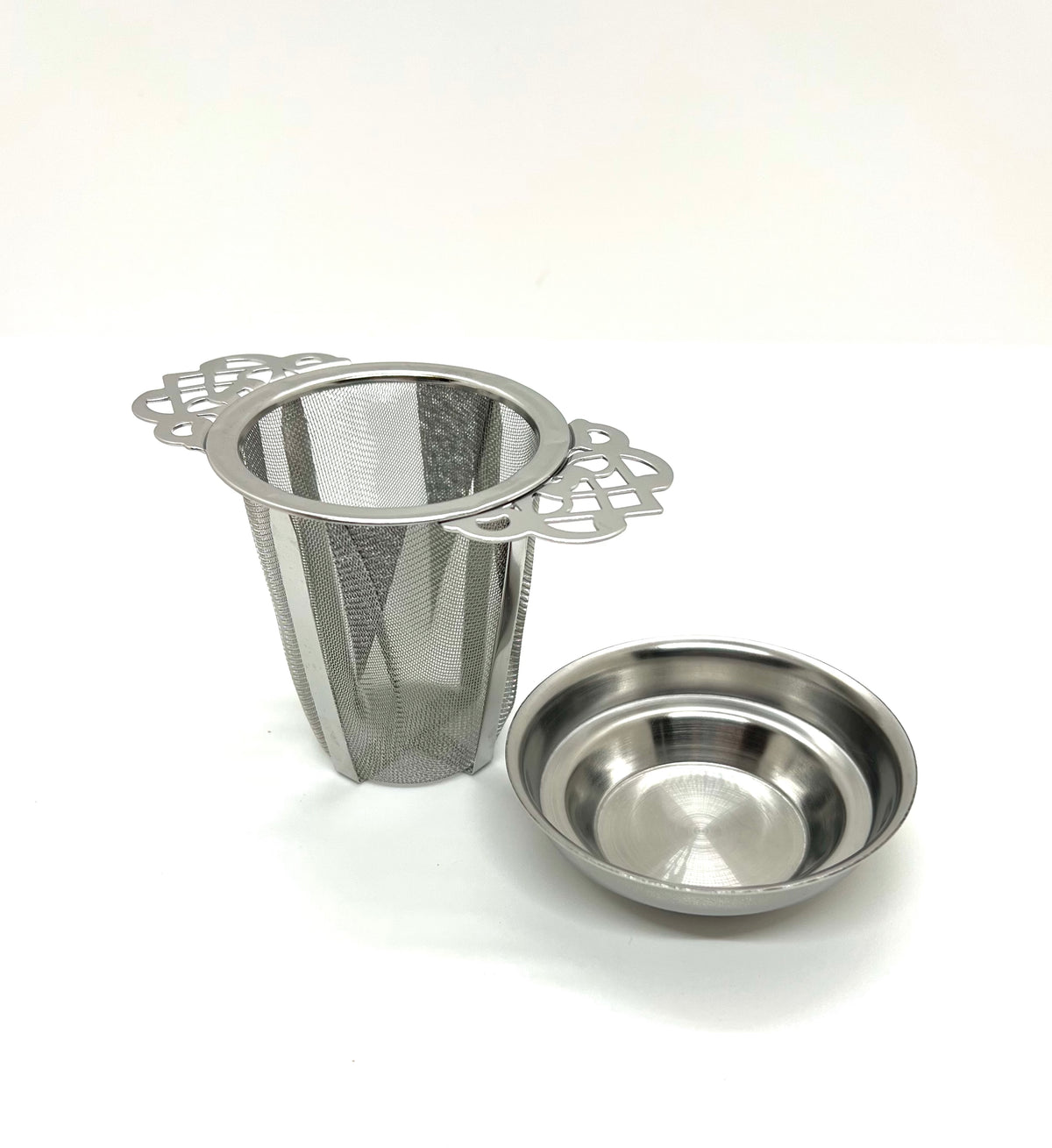 Stainless steel cup | mug tea infuser with drip tray, 5.5 cm