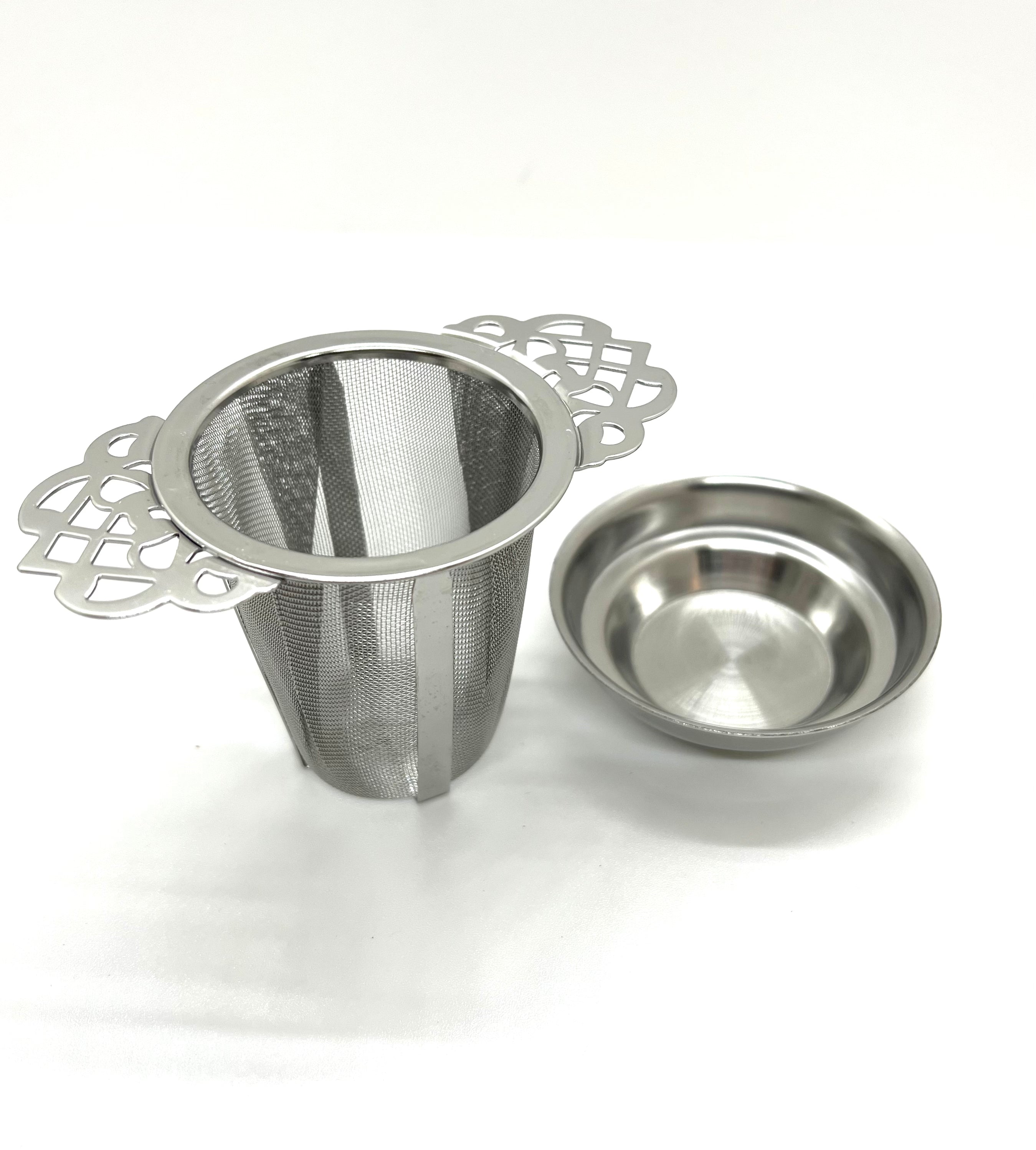 Stainless steel cup | mug tea infuser with drip tray, Ø 5.5 cm